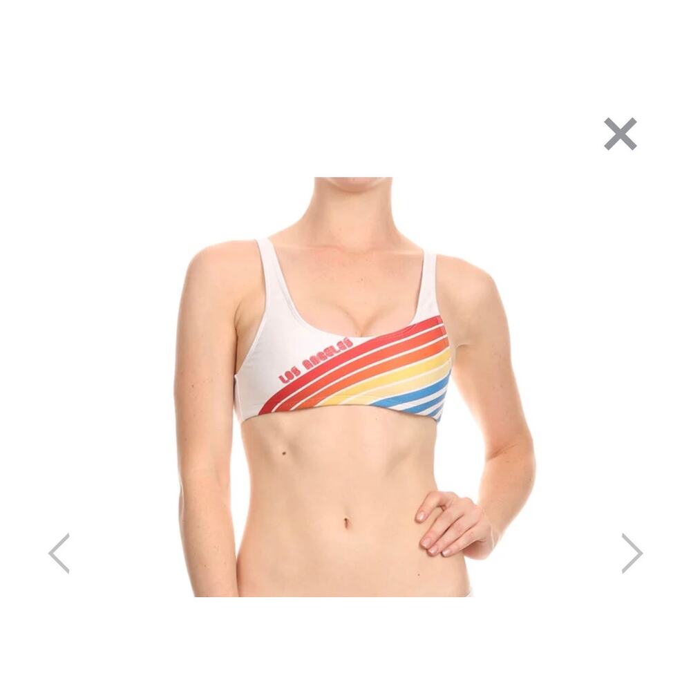 Poprageous popactive 70s Los Angeles swim top bra size small